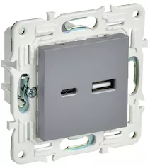Розетка IEK SKANDY USB AC 3,1А SK-R14Gr SK-U22-D31-K03