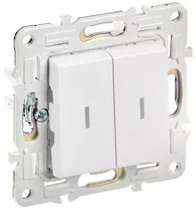 Выключатель 2-клавишный проходной с индикацией IEK SKANDY 10А SK-V10W SK-V22-1-10-K01 