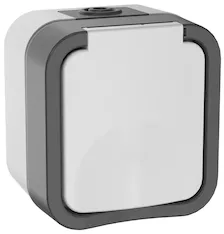 TORS Розетка 1-местная заземляющим контактом и крышкой 16А IP55 TS220 серо-белый IEK TS-R16-16-55-K41