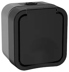 TORS Розетка 1-местная с заземляющим контактом и крышкой 16А IP55 TS120 графит IEK TS-R16-16-55-K53