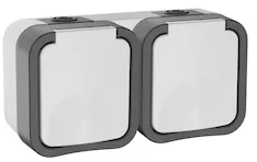 TORS Розетка 2-местная горизонтальная 16А IP55 TS222 серо-белый IEK TS-R26-16-55-G-K41