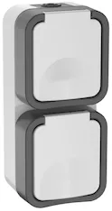 TORS Розетка 2-местная вертикальная 16А IP55 TS232 серо-белый IEK TS-R26-16-55-V-K41