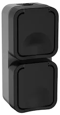 TORS Розетка 2-местная вертикальная 16А IP55 TS132 графит IEK TS-R26-16-55-V-K53