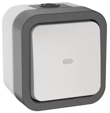 TORS Переключатель одноклавишный с индикацией 10А IP55 TS202 серо-белый IEK TS-V10-1-10-55-K41
