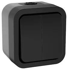 TORS Выключатель двухклавишный 10А IP55 TS105 графит IEK TS-V20-0-10-55-K53