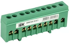 Шина PE "земля" в корп изол на DIN-рейку IEK ШНИ-6х9-10-К-З