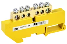 Шина PE "земля" на DIN-изол IEK ШНИ-8х12-6-Д-Ж YNN10-812-6D-K05 