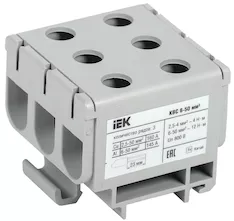 Клемма вводная силовая КВС 6-50мм2 3х-рядная серая IEK YZN14-050-K03