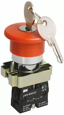 Кнопка IEK LAY5-BS142 d22мм 240В 1р с ключом красн