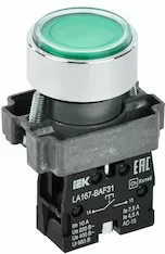 Кнопка IEK LA167-BAF31 d=22мм 1з зеленая