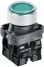 Кнопка IEK LA167-BAF35 d=22мм 1з+1р зеленая