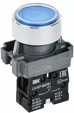 Кнопка IEK LA167-BAF61 d=22мм 1з синяя