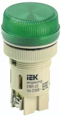 Лампа сигнальная зеленый неон IEK ENR-22 d22мм 240В цилиндр