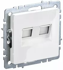 Розетка компьютерная двойная IEK BRITE кат.5E RJ45 РК10-2-БрБ BR-K20-1-K01