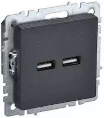 Розетка IEK BRITE USB A+A 5В 3,1А РЮ10-1-БрЧ BR-U21-D31-K02