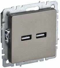 Розетка IEK BRITE USB A+A 5В 3,1А РЮ10-1-БрШ BR-U21-D31-K37