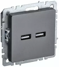 Розетка IEK BRITE USB A+A 5В 3,1А РЮ10-1-БрС BR-U21-D31-K46