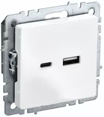 Розетка IEK BRITE USB A+C 18Вт РЮ11-1-БрБ BR-U22-018-K01