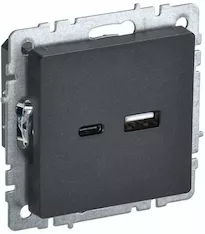 Розетка IEK USB A+C 18Вт РЮ11-1-БрЧ