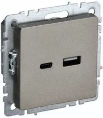Розетка IEK USB A+C 18Вт РЮ11-1-БрШ