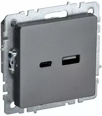Розетка IEK USB A+C 18Вт РЮ11-1-БрС