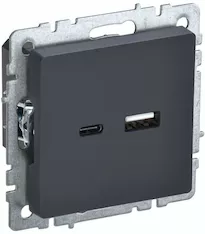 Розетка IEK USB A+C 18Вт РЮ11-1-БрГ