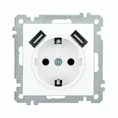 Розетка IEK РЮш10-1-Б 16А USBх2 2,1А BOLERO ERB14-K01-16-U2