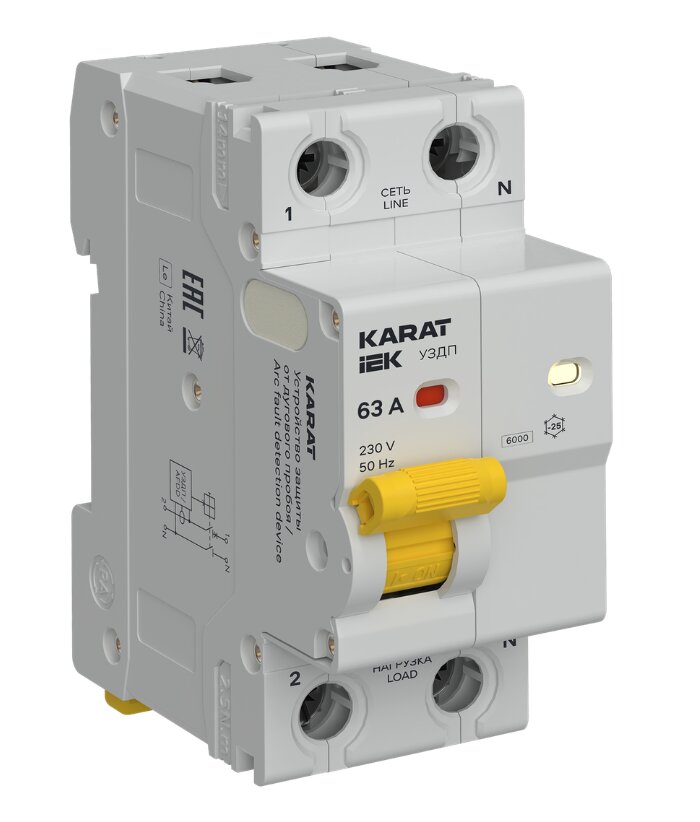 KARAT Устройство защиты от дугового пробоя 1P+N 63A IEK KA-DP10-1-063