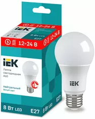 Лампа груша IEK LED A60 8Вт 12-24В 4000К E27