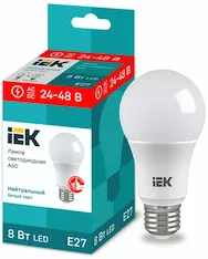 Лампа груша IEK LED A60 8Вт 24-48В 4000К E27