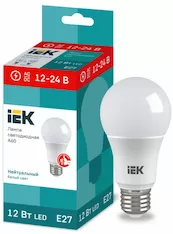 Лампа груша IEK LED A60 12Вт 12-24В 4000К E27
