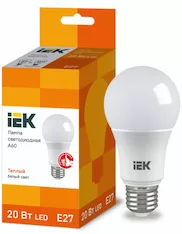 Лампа груша IEK LED A60 20Вт 230В 3000К E27