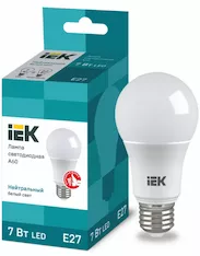 Лампа груша IEK LED A60 7Вт 230В 4000К E27 LLE-A60-7-230-40-E27