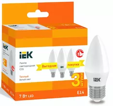 Лампа свеча IEK LED C35 7Вт 230В 3000К E14