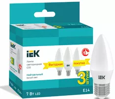 Лампа свеча IEK LED C35 7Вт 230В 4000К E14