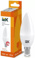 Лампа свеча IEK LED C35 5Вт 230В 3000К E14 LLE-C35-5-230-30-E14