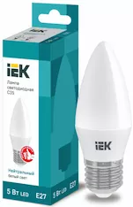 Лампа свеча IEK LED C35 5Вт 230В 4000К E27