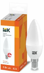 Лампа свеча IEK LED C35 9Вт 230В 3000К E14