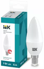 Лампа свеча IEK LED C35 9Вт 230В 4000К E14