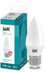 Лампа свеча IEK LED C35 9Вт 230В 4000К E27