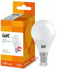 Лампа шар IEK LED G45 3Вт 230В 3000К E14