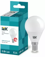 Лампа шар IEK LED G45 3Вт 230В 4000К E14