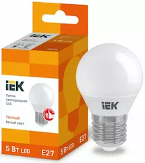 Лампа шар IEK LED G45 5Вт 230В 3000К E27