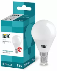 Лампа шар IEK LED G45 5Вт 230В 4000К E14 LLE-G45-5-230-40-E14