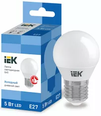 Лампа шар IEK LED G45 5Вт 230В 6500К E27