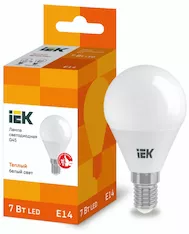 Лампа шар IEK LED G45 7Вт 230В 3000К E14 LLE-G45-7-230-30-E14