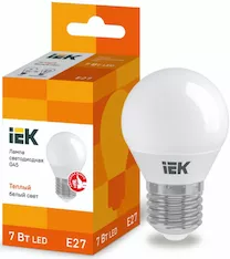 Лампа шар IEK LED G45 7Вт 230В 3000К E27