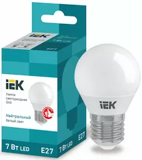 Лампа шар IEK LED G45 7Вт 230В 4000К E27