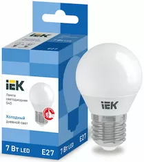 Лампа шар IEK LED G45 7Вт 230В 6500К E27