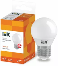 Лампа шар IEK LED G45 9Вт 230В 3000К E27